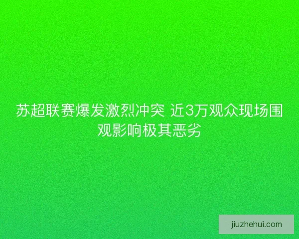 苏超联赛爆发激烈冲突 近3万观众现场围观影响极其恶劣