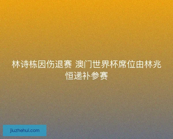 林诗栋因伤退赛 澳门世界杯席位由林兆恒递补参赛